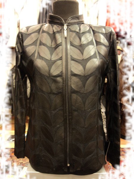 Plus Size Leather Leaf Jacket Women Design Genuine Short Zip Up Light Lightweight