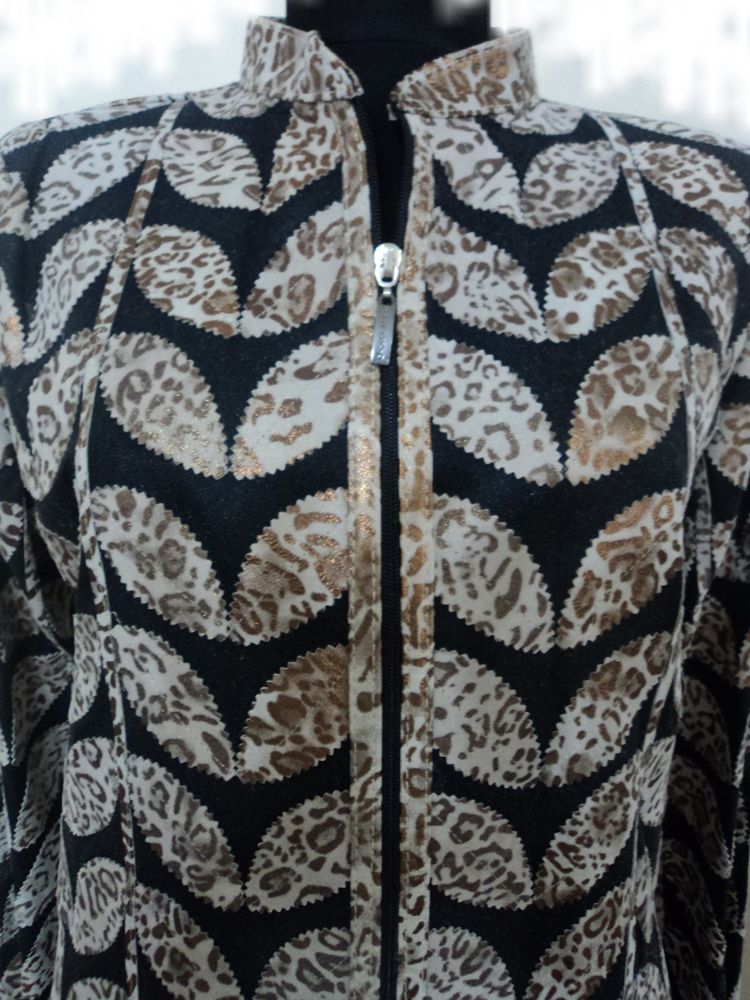Womens Leopard Leather Leaf Jacket