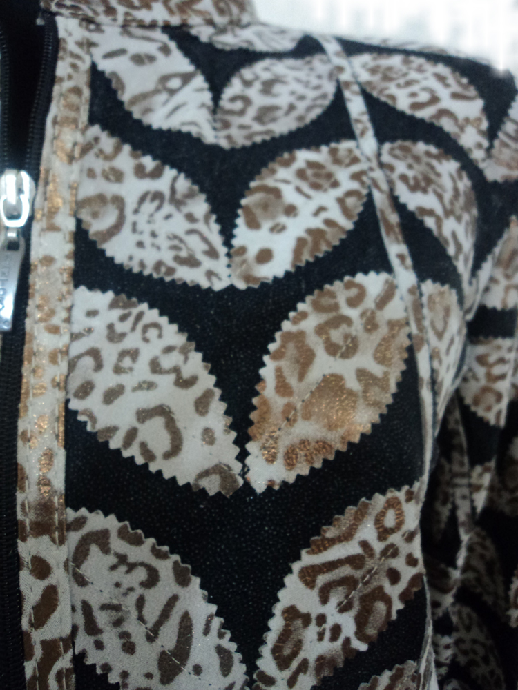 Womens Leopard Leather Leaf Jacket